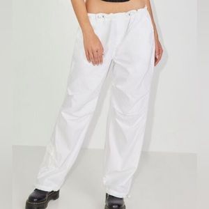 White Parachute Cargo Pants